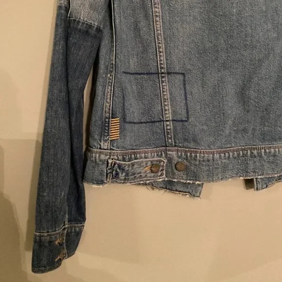 Paige Heidi Patchwork Jean Jacket in Underwood Denim size X-Small - Picture 9 of 13